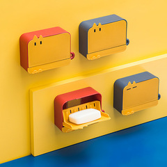 National style household soap dish, punch-free wall-mounted plastic drain soap dish with lid, plastic soap dish wholesale