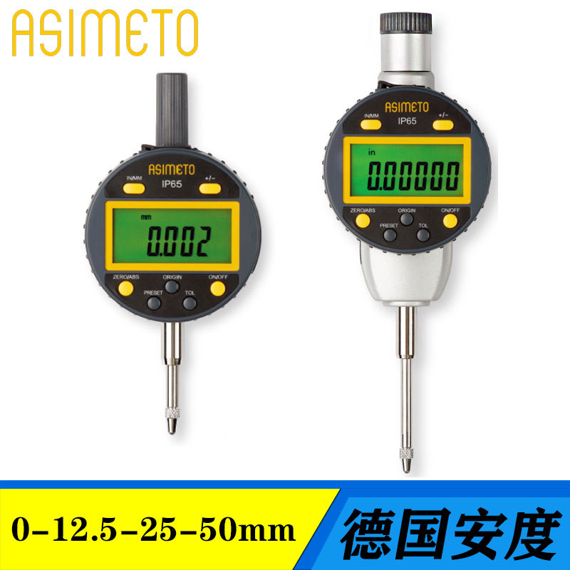 ASIMETO安度数显量表电子百分表千分指示表0-12.5-25-50原装进口