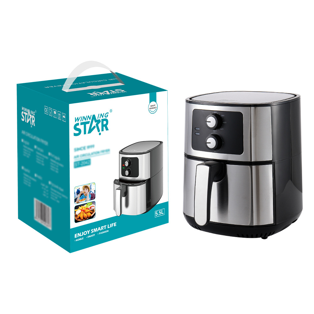 Estrella ganadora transfronteriza dedicada para el hogar 5.5L chips de barbacoa tarta de huevo para hornear freidora de aire multifuncional