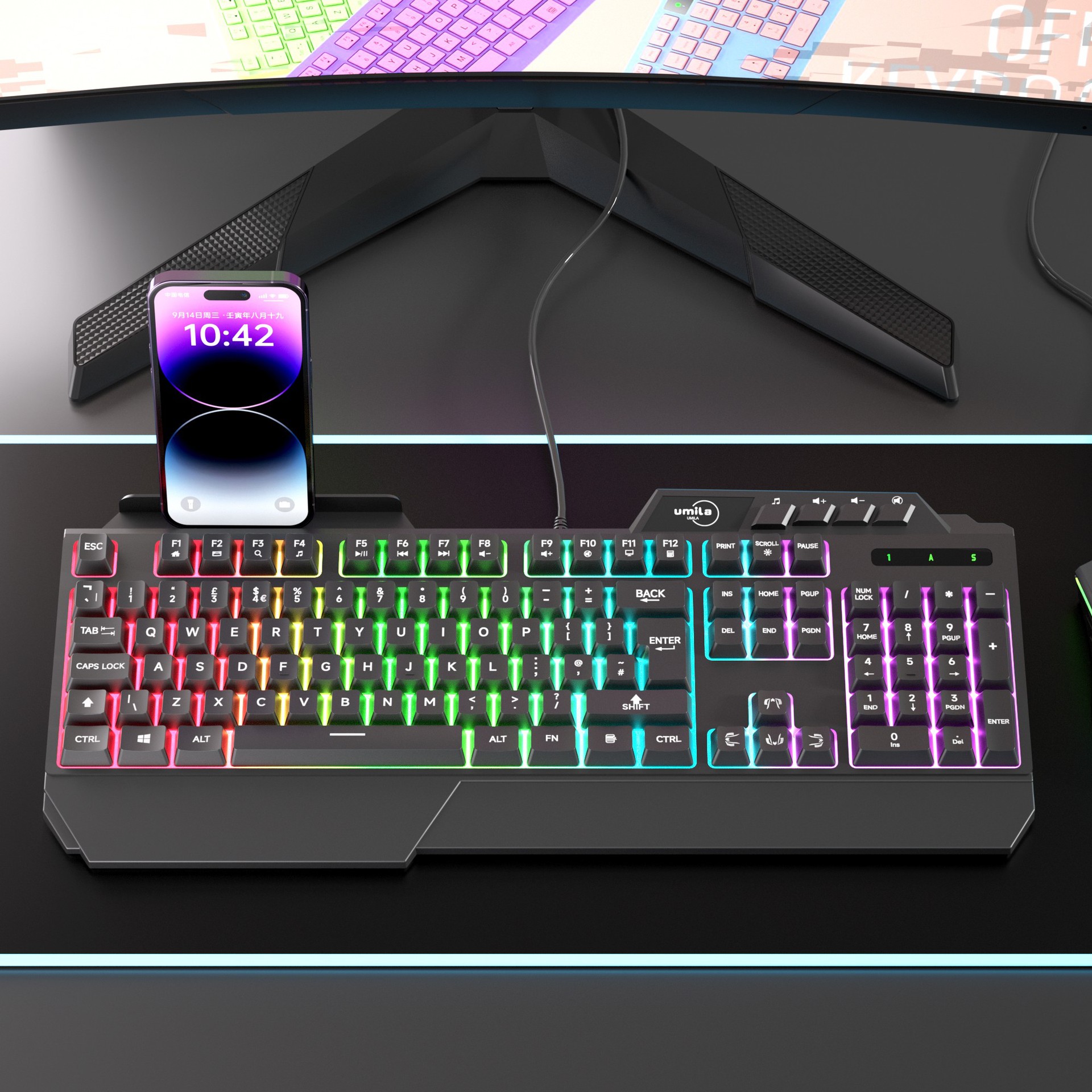 Luminous Gaming Keyboard Wired Rgb Keyboard Single Keyboard Groove Multi-System Gaming Plaid Direct Supply