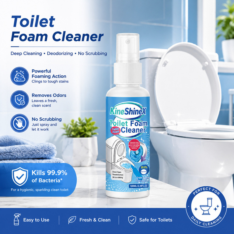 Kineshinex Toilet Cleaner Powerful Stain Removal, Descaling, Deodorizing Foam Cleaning Spray Bathroom Toilet Cleaner