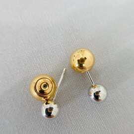 男女同款可单只佩戴BV家哑铃耳饰耳环金银双圆耳钉潮流爆款银饰