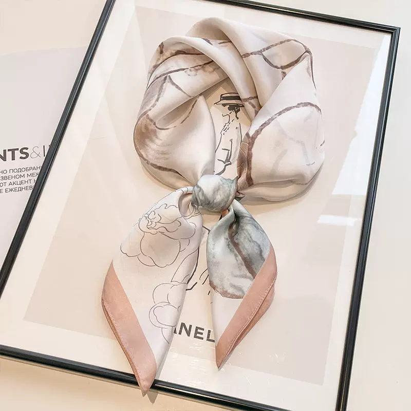 Handkerchief, universal decorations, white thin scarf