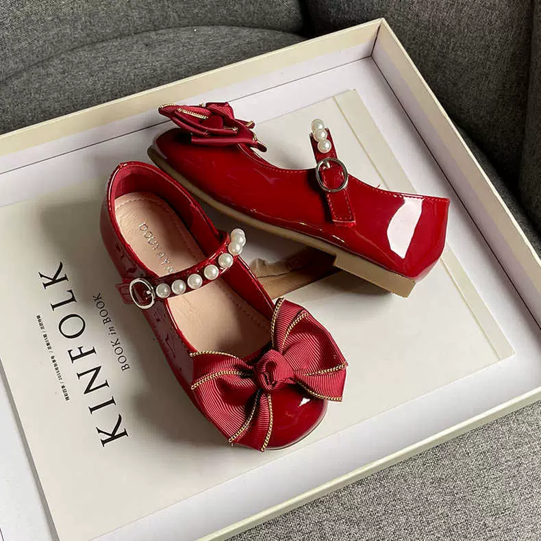 女童软底公主鞋2025春秋新款蝴蝶结儿童韩版百搭皮鞋宝宝豆豆单鞋
