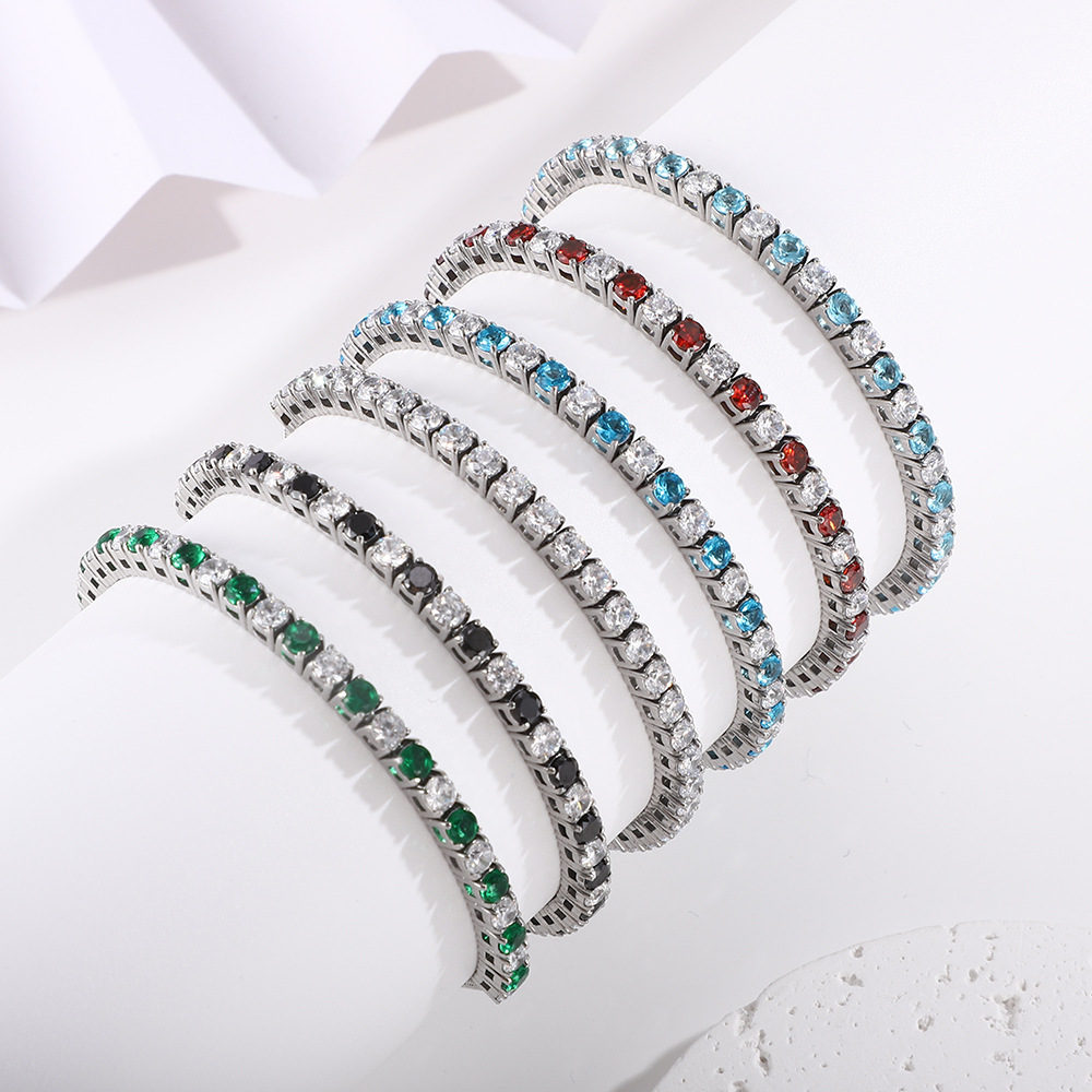 11g Weight Zircon Inlay Material Bracelets Classification Titanium Steel Chain Material 1 Piece Quantity Daily Occasion Titanium Steel Material Geometric Pattern Unisex Gender Inlay Design Shiny Style Shiny Geometric Titanium Steel Zircon Bracelets In Bulk 1