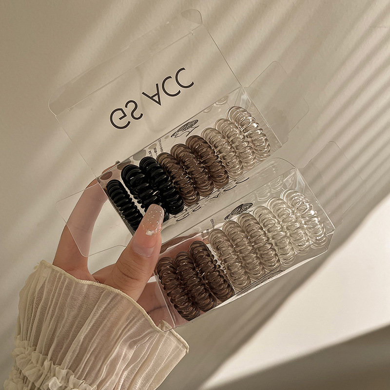 Línea telefónica en caja banda para el cabello de verano para mujer corbata para el cabello no duele la cuerda para el cabello banda de goma elástica alta cuerda para el cabello accesorios para el cabello