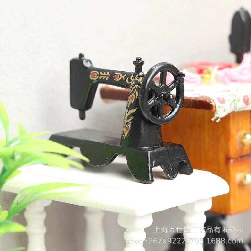 Small realistic black old-fashioned doll house, scale 1:12