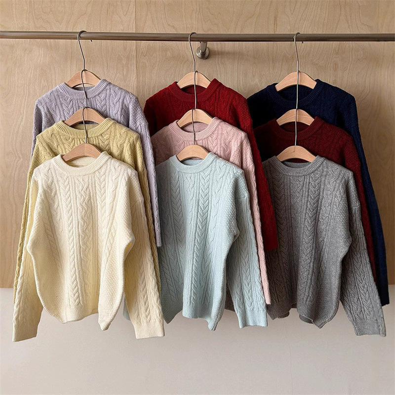Cross-border Amazon women's sweater 新款麻花针织衫毛衣女装潮|undefined