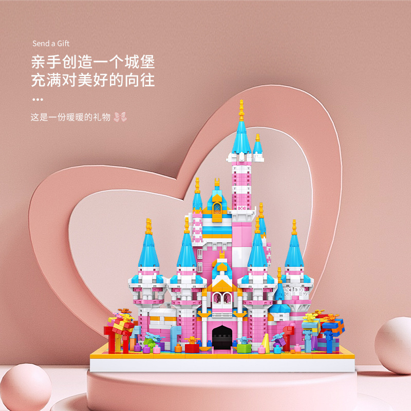Moyu 92030 Pink Unicorn Castle Micro Granules Bloques de construcción ensamblados Adornos Juguetes del Día del Niño para niñas