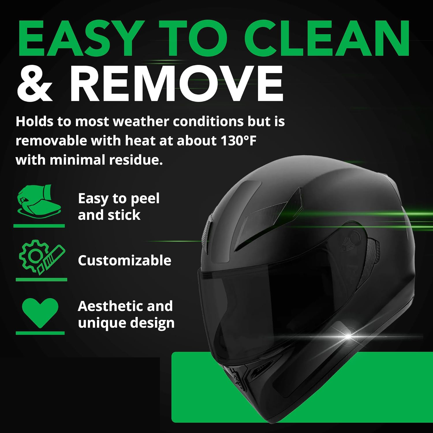 Amazon reflector vinilo de motocicleta casco de advertencia de seguridad pegatina negro reflector impermeable decalco coche