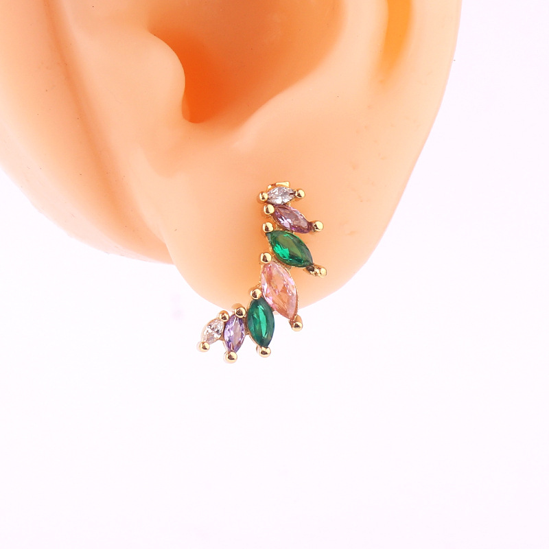 Retro Eye Flower Butterfly Copper Ear Studs Enamel Zircon Copper Earrings