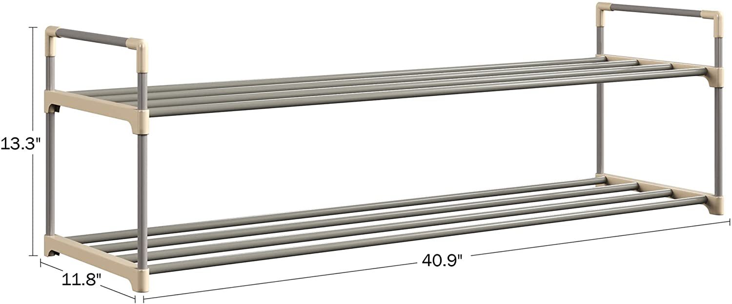 亚马逊爆款单列两层124cm可放12双鞋自由组装置物长鞋架厂家直销