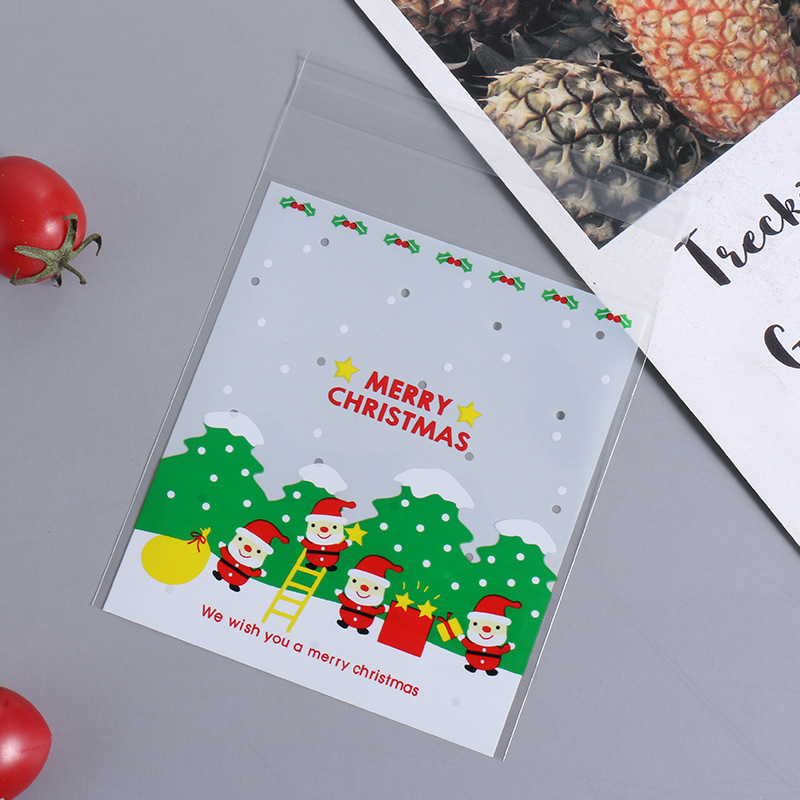 クリスマス雪だるまギフト自己粘着袋キャンディー菓子食品ビニール袋100個/自封ビスケット包装袋|undefined