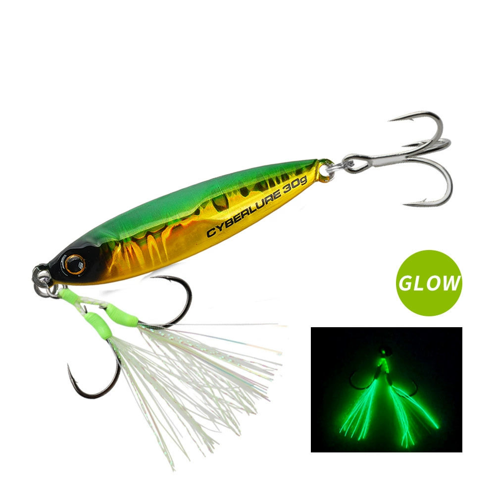 CYBERLURE Tungsten Steel Iron Plate Mackerel Luya Bait Qingdao Sea Fishing Boat Fishing Shore Throwing Mackerel Luminous Iron Plate Bait 112