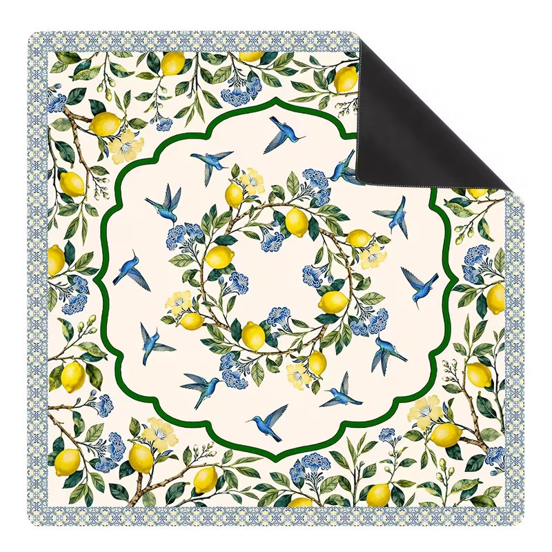 Small Floral Mahjong Table Mat, Diatom Mud Silent Non-Slip Mat, Special Table Mat for Chess and Card Rooms, Household Dirt-Resistant and Wear-Resistant Table Mat