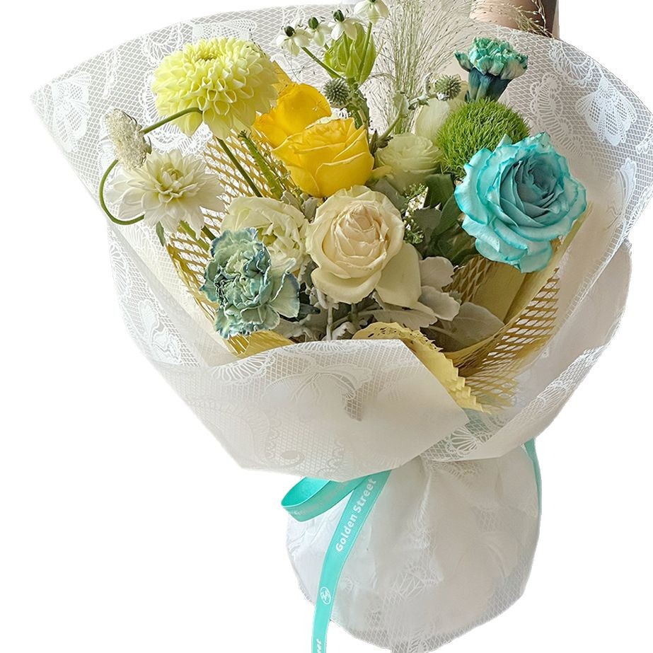 Li Zhi Ran encaje sueños nieveopp papel impermeable niebla cara ramo de flores papel de envoltura de flores transparentes papel de envoltura de flores