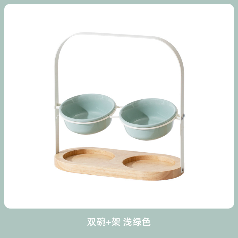 Platillo volante de cerámica de alto aspecto tazón de gato pie alto protección de la boca oblicua columna cervical tazón de comida para gatos gato y perro tazón de fuente Doble