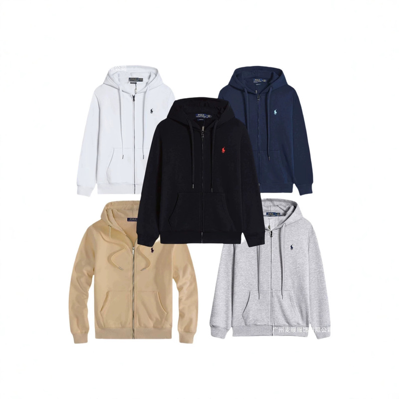 Cross-Border Rl Paul Long-Sleeved Sweatshirt Men's Casual Pure Color Embroidered Pony Logo Zipper Cardigan Hooded Jacket Cross-Border Rl Paul Long-Sleeved Sweatshirt Men's Casual Pure Color Embroidered Pony Logo Zipper Cardigan Hooded Jacket