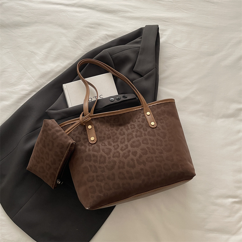 Borsa a spalla con stampa leopardata per donna, tote versatile_voghion.com