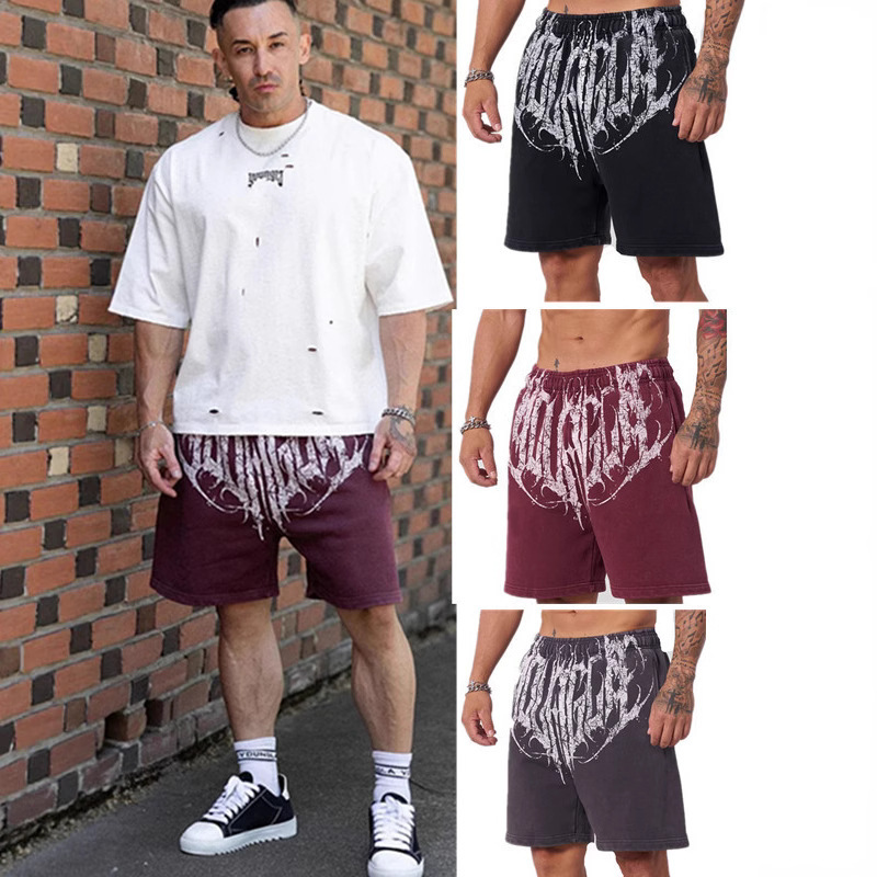 American Sports Trendy Brand Youngla Shorts Printed Fitness Shorts Summer Casual Basketball Running Quarter Pants