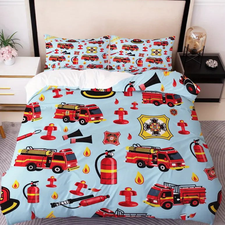 TEMU / JIT Moda dibujos animados lindo patrón de carro colcha de cama set para dibujar