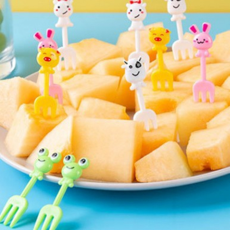 Japón hogar dibujos animados horquilla de fruta creativa para niños animales lindos horquilla de fruta de plástico set Bento stick