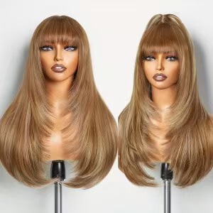 AliExpress ヨーロッパとアメリカの貿易ウィッグ女性のための前髪ブラウンロングカーリーヘアビッグウェーブウィッグヘッドギアサポート外国代理店|undefined