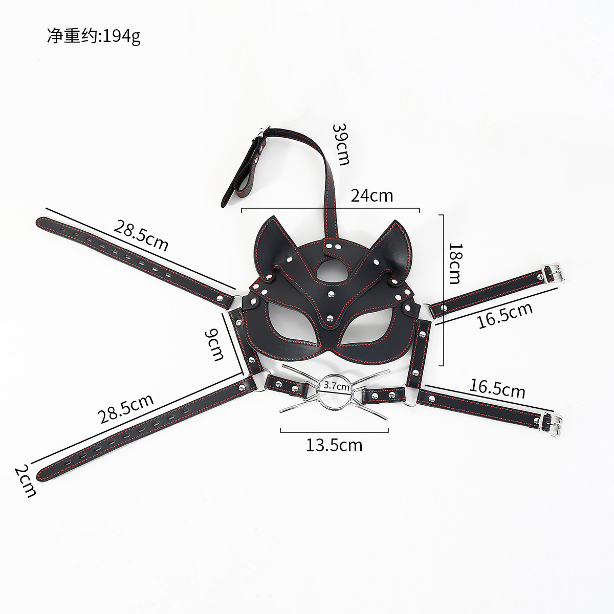 Adulto sexy media cara con forma de caballo, máscara de ojo, máscara de tapón bucal, lección de ajuste, tapón bucal europeo y americano, vestido de zorro SM