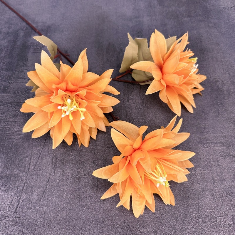 3 grandes crisantemos dahlia, accesorios de fotografía, decoración de boda, flores artificiales, flores de seda, flores falsas, ramo de flores