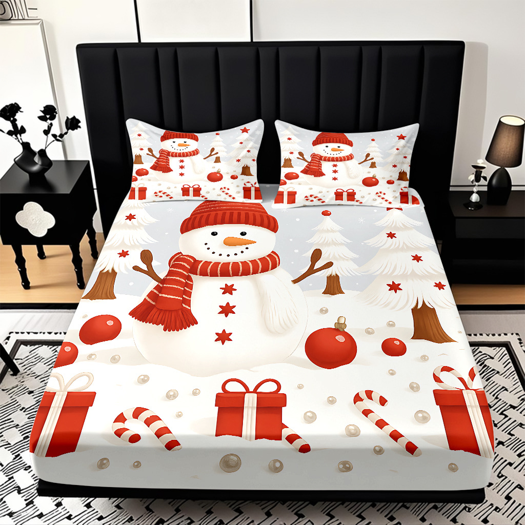 TEMU / JIT nuevos productos transfronterizos adorables series de Navidad molido HD impresión digital cama de cama Kasa set ropa de cama