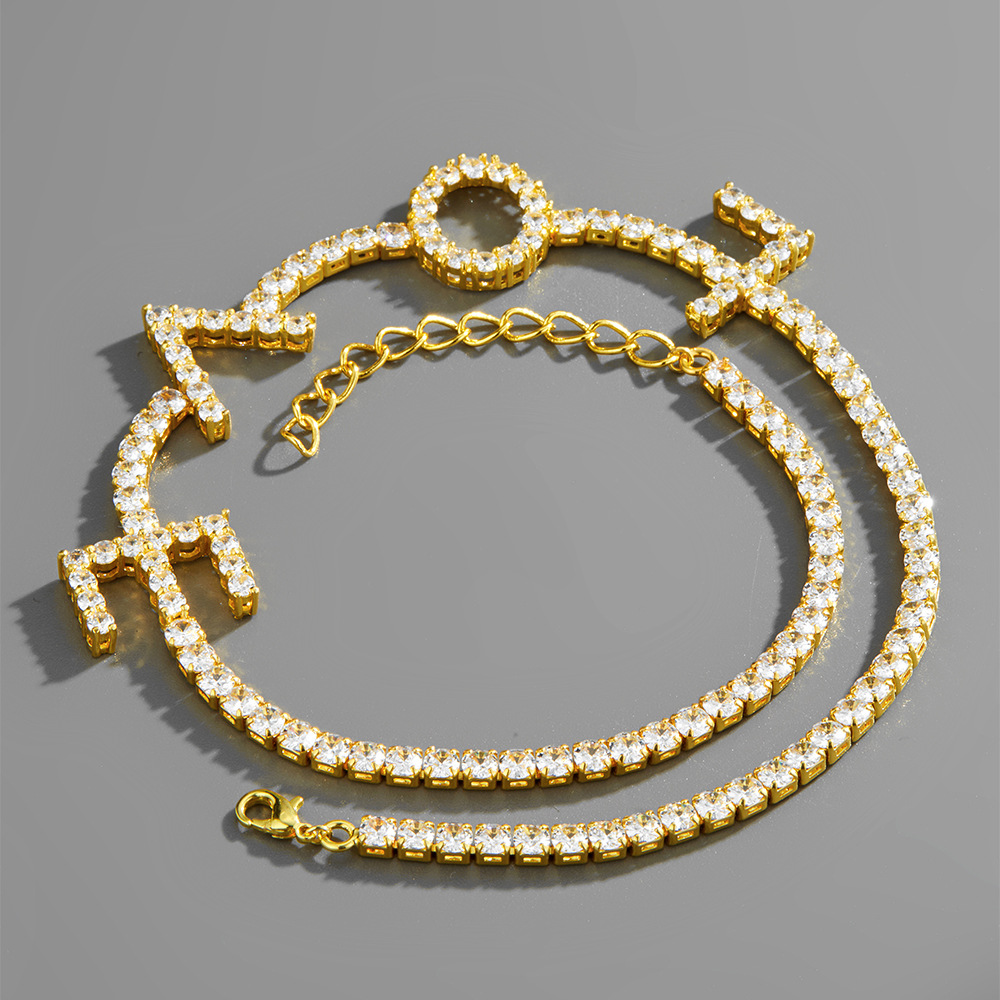 Lettre d39amour design cratif collier zircon chane cubaine hiphop personnalit bijoux en mtalpicture4