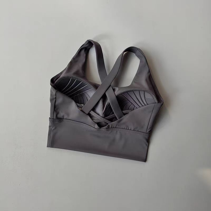 Una sola ropa interior deportiva femenina corrida a prueba de choque ventilada hermosa espalda taza completa ropa de yoga sostén chaleco fábrica de comercio exterior