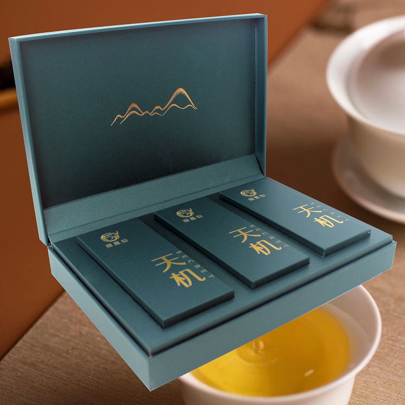 茶叶包装盒精装书型翻盖盒茶叶包装盒简约烫金产品印刷定做厂家