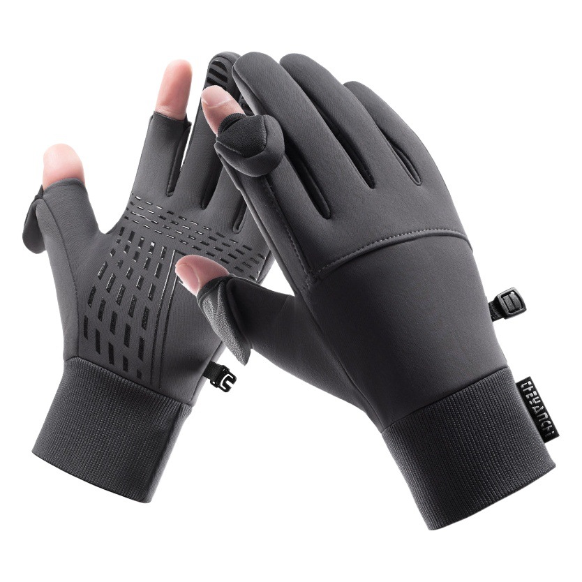 Cross-Border Cycling Gloves for Men Q243 Outdoor Sports Winter Skiing Windproof Fleece-Lined Warm Touch Screen Cycling Gloves