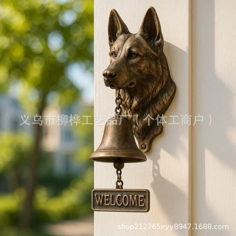 新品Dog Welcome Doorbell狗狗迎宾门铃,树脂工艺品墙壁装饰|undefined