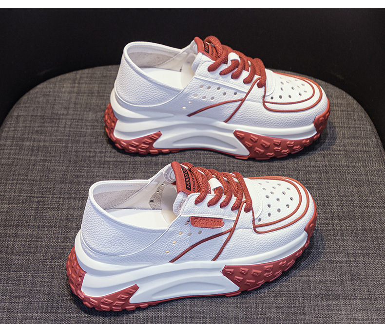 Giày sneaker nữ da thật đế dày phong cách thể thao tăng chiều cao, có thể xỏ như dép, mẫu hè 2026 — M2328 màu tím, M2328 màu đen, M2328 Màu Đỏ, M2328 màu xanh lá chi tiết 19