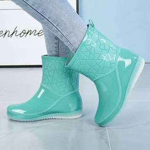 Fashionable Work Short Rain Boots for Women, Summer Kitchen Overshoes, Thickened Non-Slip Rain Boots, Outer Rubber Shoes, Kitchen Waterproof Shoes