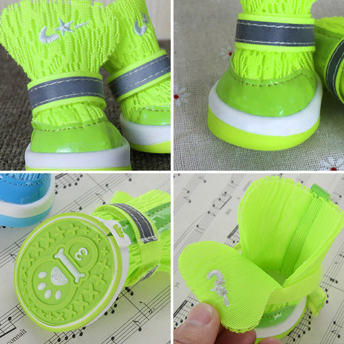 Dog shoes do not fall off Teddy small dog pet shoes soft sole foot covers breathable Corgi Bichon dog shoes spring and summer