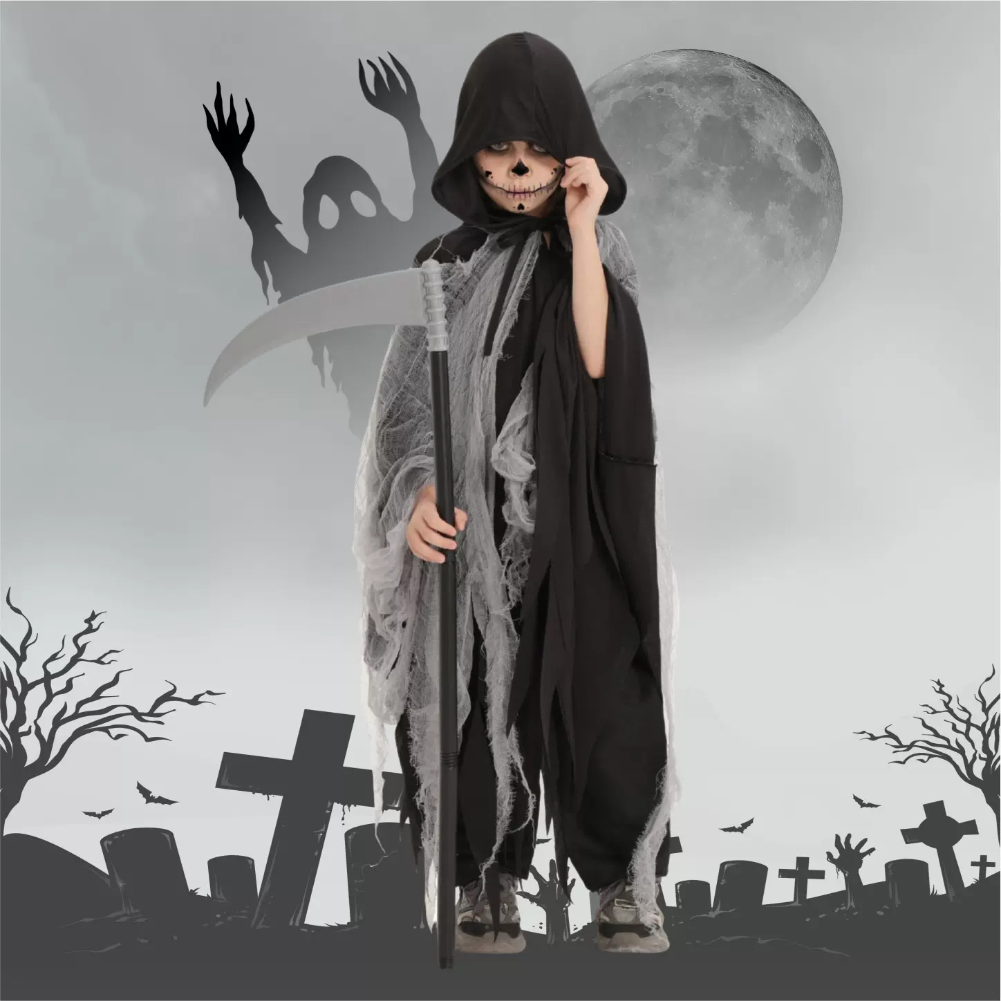 万圣节恐怖cos幽灵服装化妆舞会儿童迷雾恶魔表演服儿童演出服