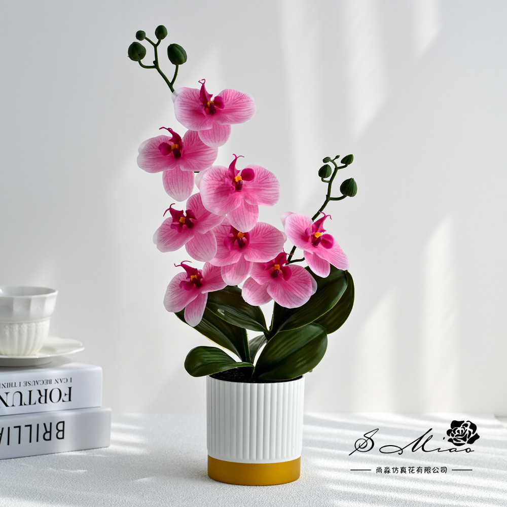 10 flores grandes orquídeas mariposa de dos ramas bonsai imitación maceta flores falsas decoración del hogar fotografía de boda flores artificiales adornos pequeños