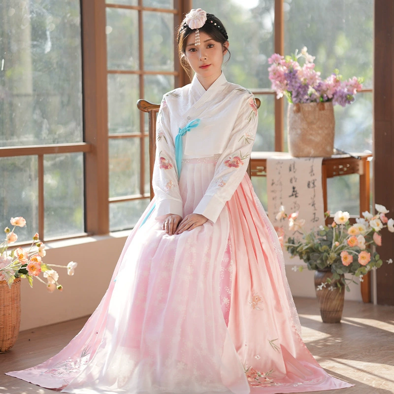 Новое кружевное корейское платье с этнической вышивкой для женщин, повседневное корейское платье, дворцовое свадебное платье, танец интернет-знаменитостей.