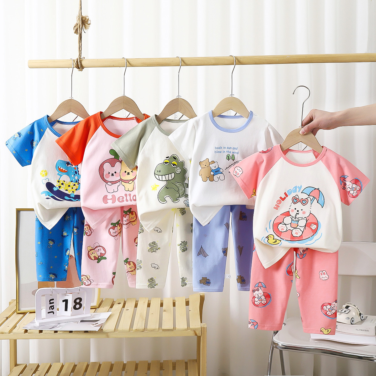 Children's Short-sleeved suit Cotton Summer Baby's T-shirt Boys' Home Clothes Girls' Pajamas Summer Clothes Children's Clothing