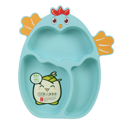 Amazon Bamboo Fiber Cartoon Divided Plates for Kids, Mealtime and Snack Plates, Simple and Cute Baby Kindergarten Tableware