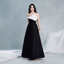 现货高级感黑白撞色抹胸吊带长裙小众气质优雅显瘦连衣裙50061