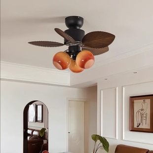 Bedroom Top-suction Fan Light Dining Room Household Integrated Study American-style Middle-ancient Nanyang-style Retro caramel Fan Light