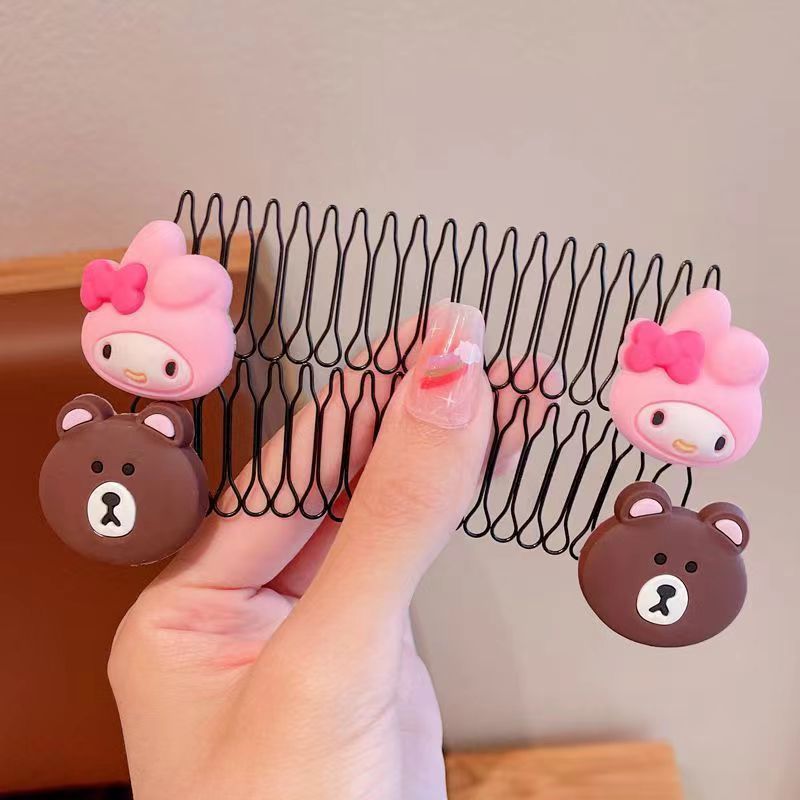 赤ちゃんの切れ毛加工品、子供用特別人気コーム、イチゴクマのヘアピン、女の子用固定加工品、プルヘアコーム|undefined