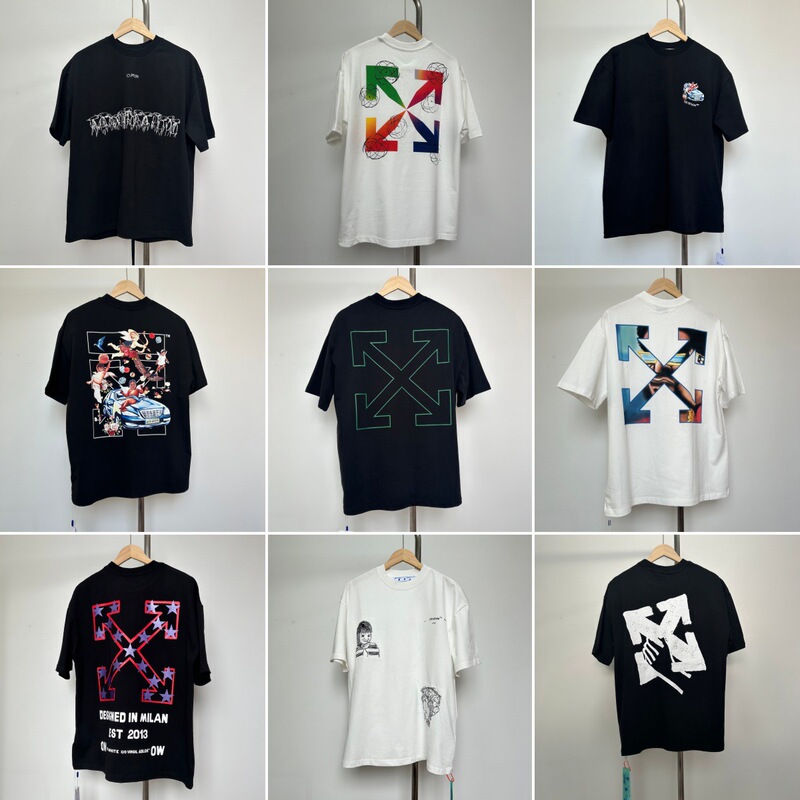 Cross-Border Correct Version of Off-Whit1 Popular Ow Printed Short-Sleeved T-Shirt Trendy American Pure Cotton Heavyweight 280g Short-Sleeved Cross-Border Correct Version of Off-Whit1 Popular Ow Printed Short-Sleeved T-Shirt Trendy American Pure Cotton Heavyweight 280g Short-Sleeved