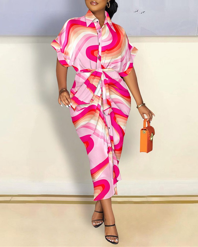 Women's Wrap Dress Elegant V Neck Short Sleeve Color Block Maxi Long Dress Daily display picture 3
