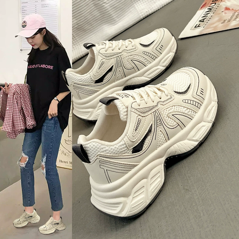 Толстая подошва маленького человека увеличена на дикую обувь отца 2025 новая обувь женская спортивная обувь мягкая подошва KT-266