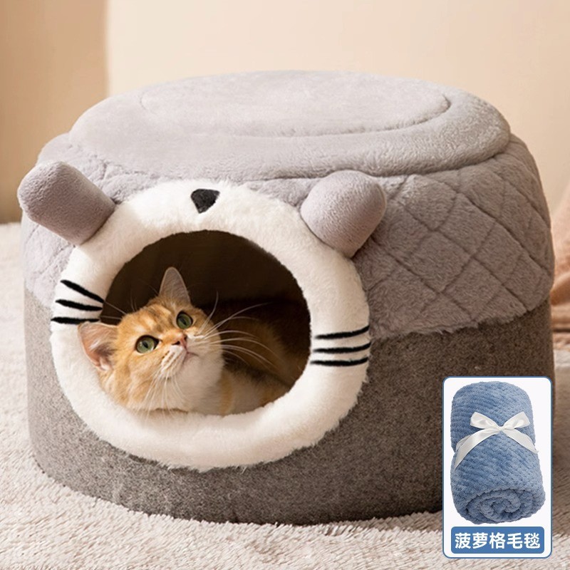 秋冬季树洞猫窝封闭式加厚保暖猫屋中小型狗窝跨境万圣搞怪宠物窝|undefined